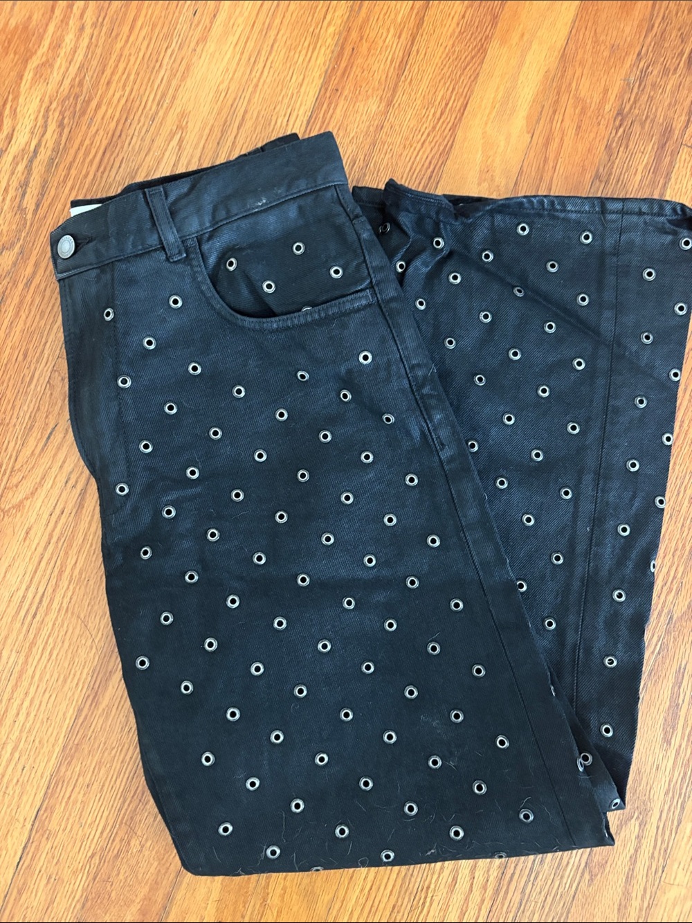 Haikure Black Grommet-Detail Boyfriend Jeans- made in italy - size 28